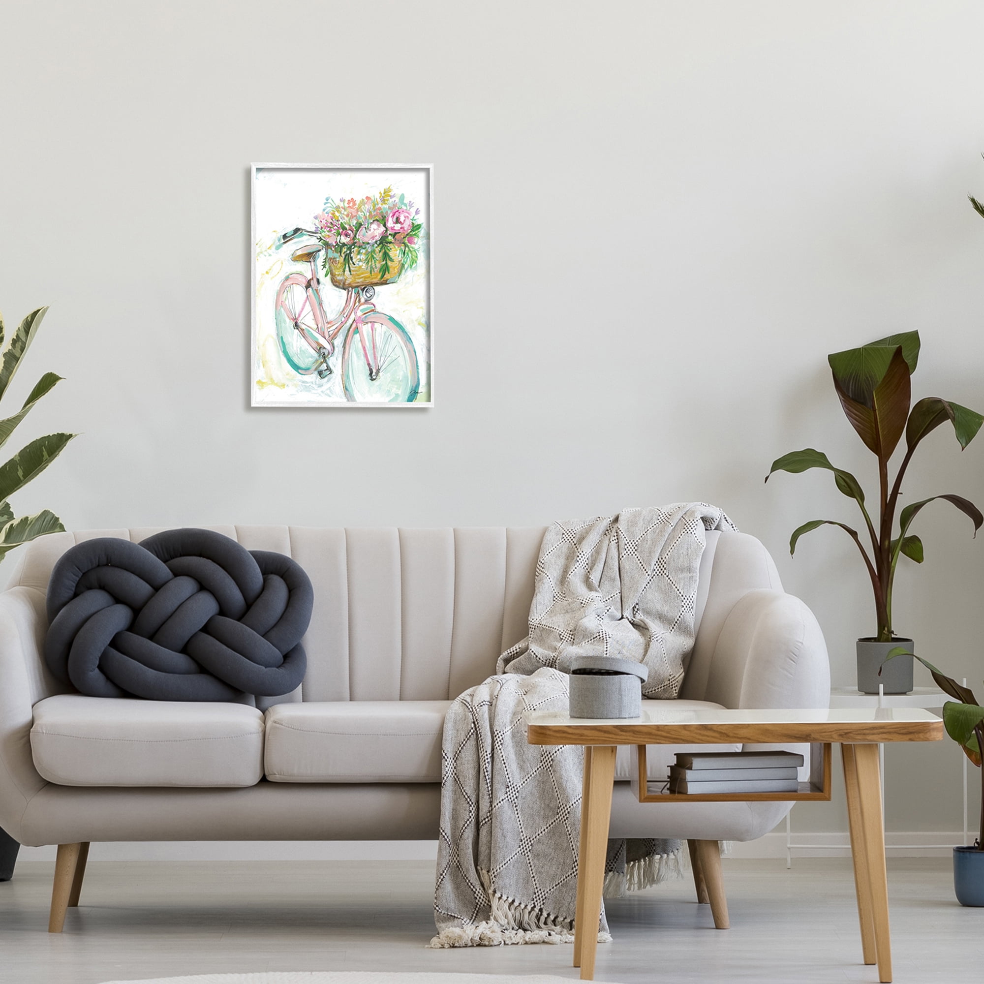 Stupell Industries Parisian Retro Bike Spring Flower Basket Painting,16 x 20, Design by Jessica Mingo