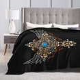 thumbnail image 4 of DouZhe Ultra-Soft Micro Fleece Lightweight Flannel Bed Blanket, Vintage Gothic Cross Ornament Print Cozy Warm Throw Blankets, 60"x50", 4 of 7