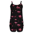thumbnail image 4 of Pisexur Pyjamas pour Femmes Ensemble, Pyjamas pour Femmes, Col Rabattu Décontracté Imprimé Saint-Valentin Manches Courtes Blouse Shorts Ensemble Pyjama Rose Vif,2TG, 4 of 4
