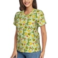 thumbnail image 5 of Yiaed Cartoon Dinosaurs,Cute Dinosaurs Print Women's T Shirt V-Neck Short Sleeve Shirt Casual Breathable Tee Summer Tops-Large, 5 of 5