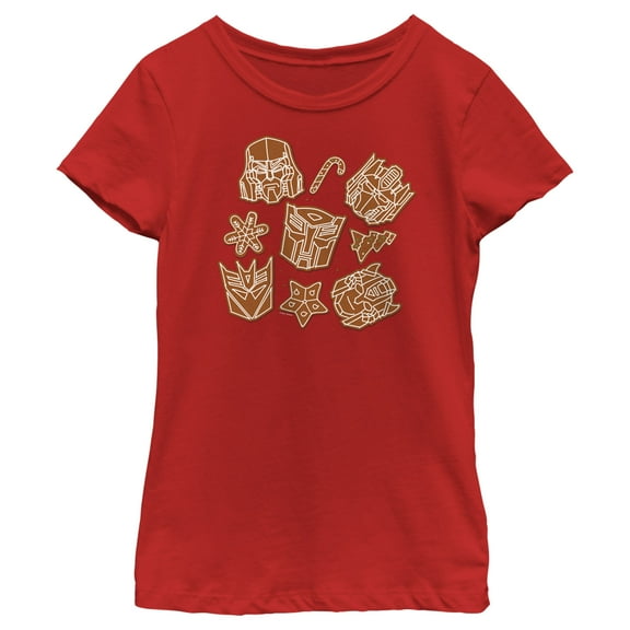 Girl's Transformers Gingerbread Transformers  Graphic Tee Red Large