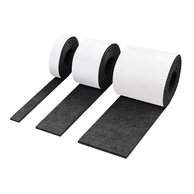 3 Packs Heavy Duty Felt Strip Roll with Adhesive Backing Self Adhesive Felt  Tape Polyester Felt Strip Rolls for Protecting Furniture Hard Surfaces  Black 