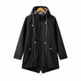 thumbnail image 2 of UTSJKR Women's Hooded Raincoat Windproof Jacket Lightweight Anorak Outdoor Long Sleeve Trench Coat Black XXL, 2 of 9