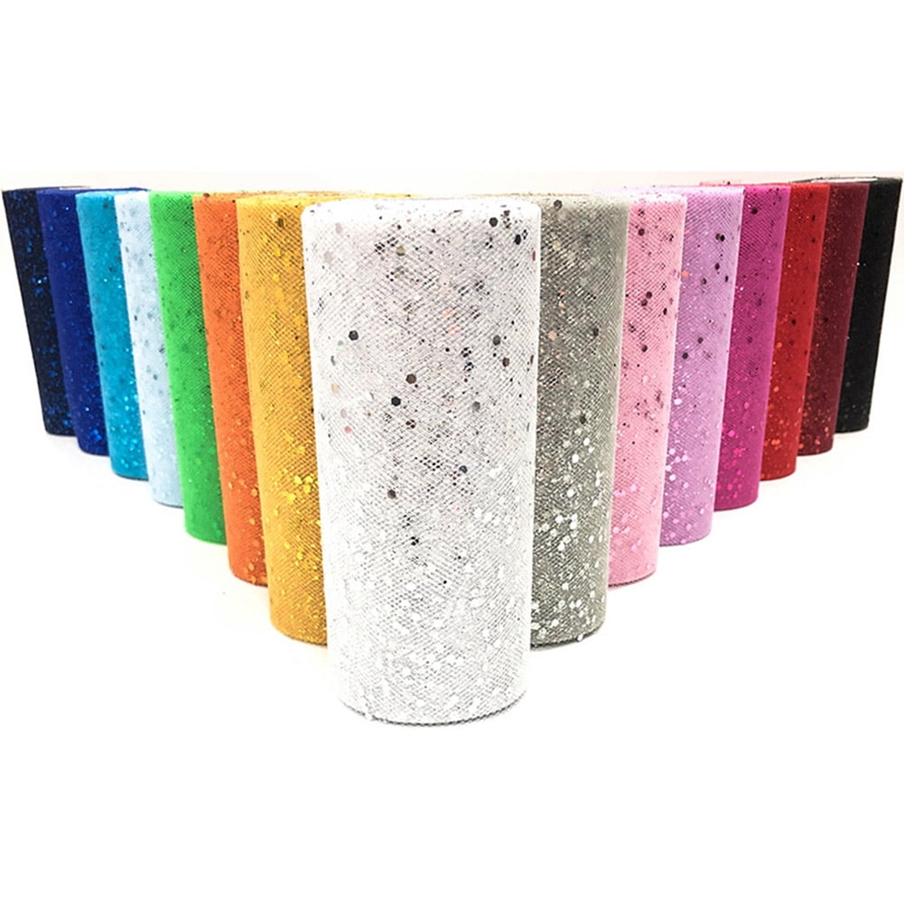 15CM 25Y Sequin Tulle Gauze Roll for Wedding Party Decoration Fluffy Skirt Sewing Walmart