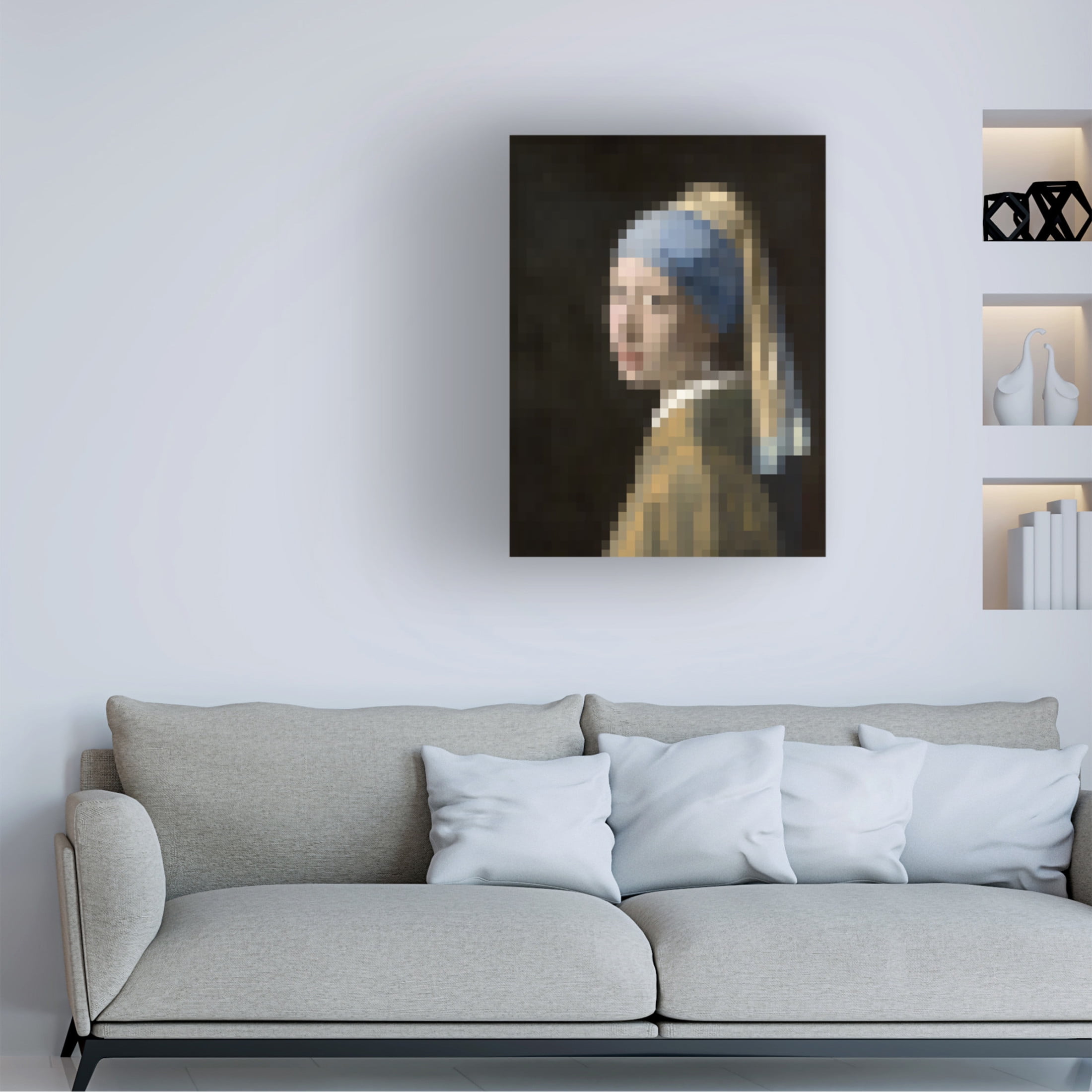 Trademark Fine Art Studio W  Pixelated Girl with a Pearl Earring Canvas Wall Art