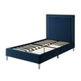 thumbnail image 5 of Inspired Home Raffaele Velvet Platform Bedframe Full Size Nailhead Trim, Navy, 5 of 9
