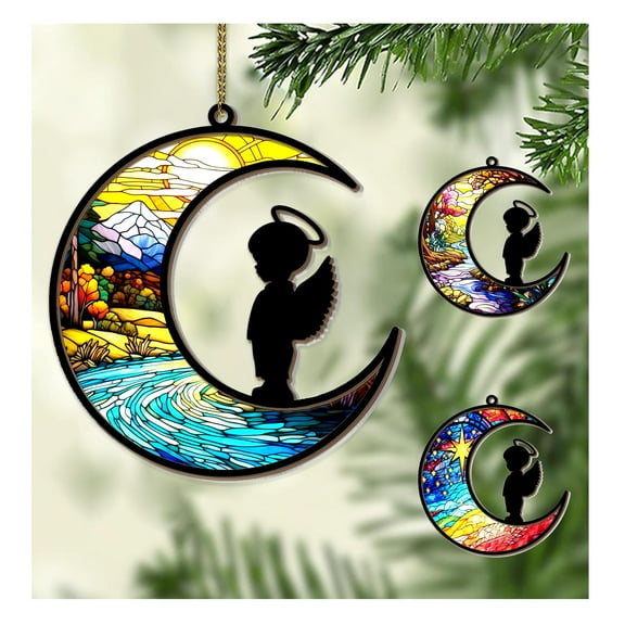 Personalized Memorial Baby Suncatcher Ornament - Custom Name Angel Boy Memorial Ornament - Sympathy Remembrance Gifts for Loss of Loved One Kids, Baby Memorial Gifts for Christmas