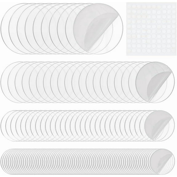 140 Pcs Clear Circles Acrylic Sheet 1/1.18/1.57/2 inch Acrylic Miniature Bases with Double-Sided Glue Pads Blank Round Acrylic Base DIY