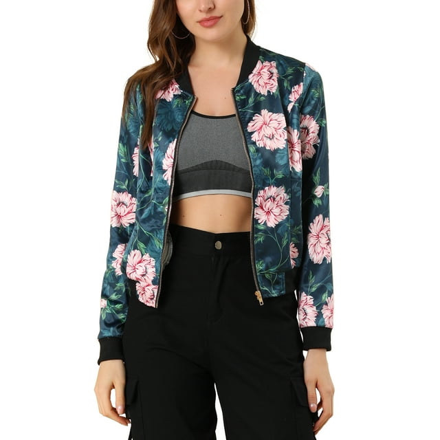 INSPIRE CHIC Blouson Bomber pour Femme Coupe Ajustée Léger à Fermeture Éclair TG Sarcelle