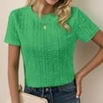 thumbnail image 3 of Weardear Women's Eyelet Embroidery Short Sleeve Tops Shirts Solid Crewneck Retro Plain Casual Holiday T-Shirts, 3 of 5