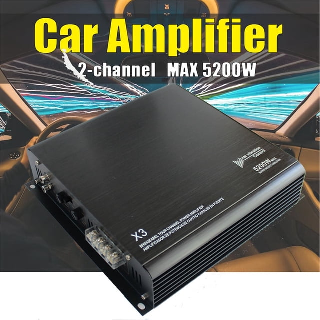 Car Power Amplifier 2 Channel Car Audio High Power Amplifier 5200W Two-Way Aluminum Car Audio Amplifier