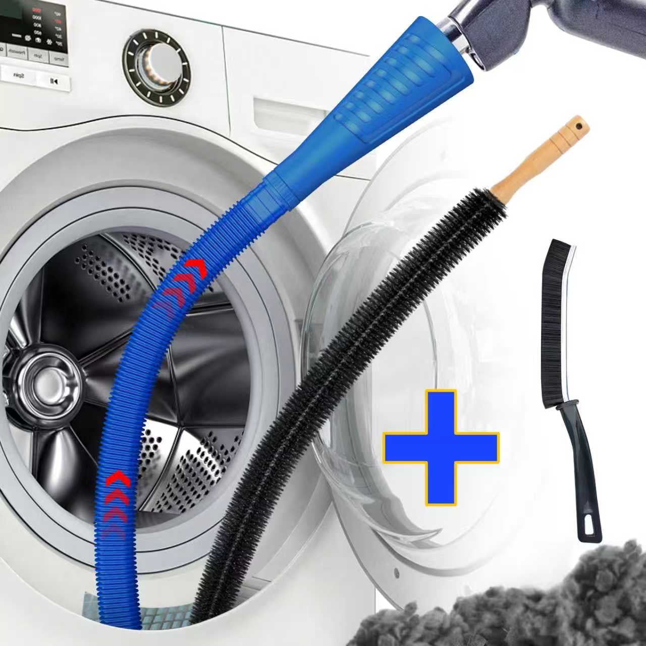 Dryvenck 3 PCS Dryer Vent Cleaning Kit, Dryer Vent Cleaner Brush ,Vacuum Attachment ,Dark Blue