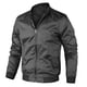 thumbnail image 2 of Chaquetas Hanzidakd para hombre, abrigos de invierno y otoño, manga larga, color liso, cuello alto, bolsillo con cremallera completa, ligeras, gabardinas holgadas, cárdigan informal, tops, gris XL, 2 of 8
