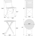 thumbnail image 2 of EastVita 3 Piece Patio Bistro Sets Outdoor Folding Bistro Set of 2 Small Colorful Bistro Coffee Table and 2 Chairs Foldable Metal Patio Furniture Set for Apartments/Porch/Deck/Balcony/Garden (White), 2 of 7