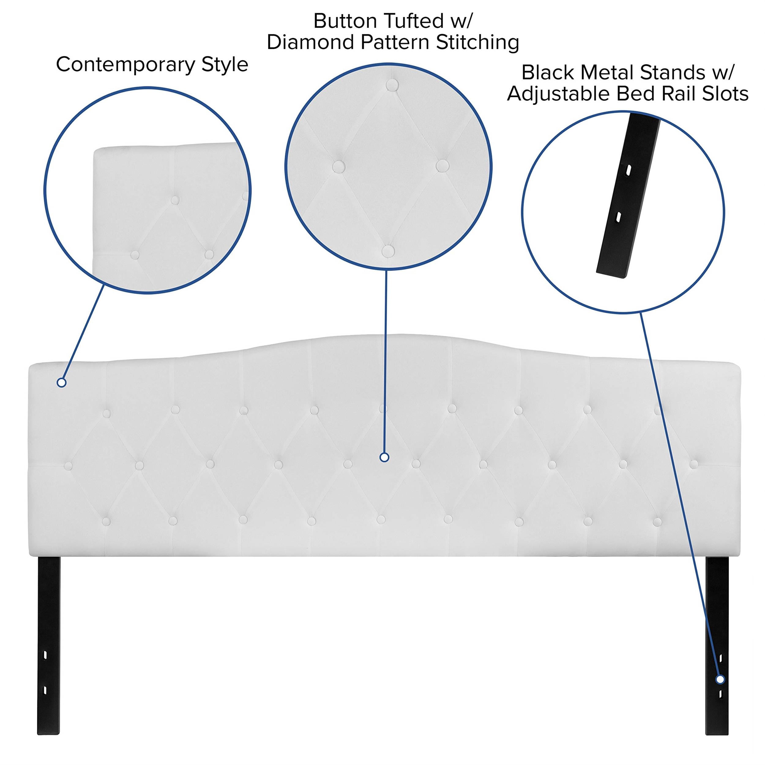 Pemberly Row Contemporary Tufted King Panel Headboard in White