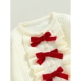 thumbnail image 5 of hirigin 2PCS Toddler Girls Fall Outfits, Long Sleeve Bow Front Knit Tops + Pleated Skirt Set, 5 of 8