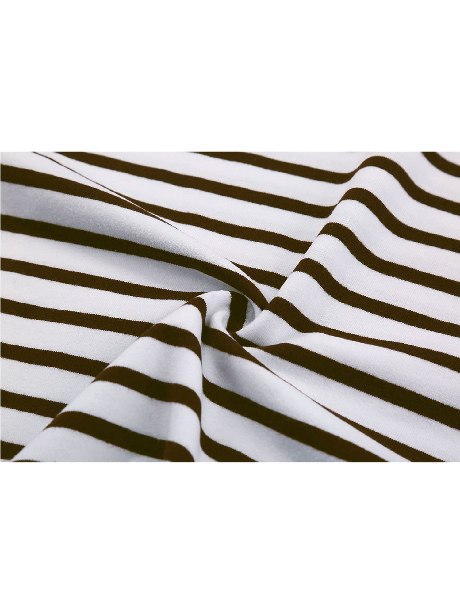 Unique Bargains Men's Long Sleeve Pullover Top Crew Neck Striped T-Shirts 36 Brown