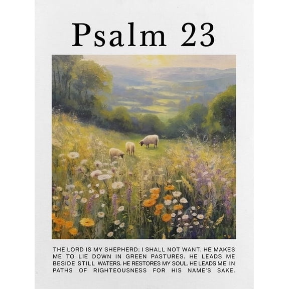 Christian Wall Art Religious Bible Verse Decor Psalm 23 Poster the Lord Is My Shepherd Vintage Landscape Canvas Artwork for Home Decor poster