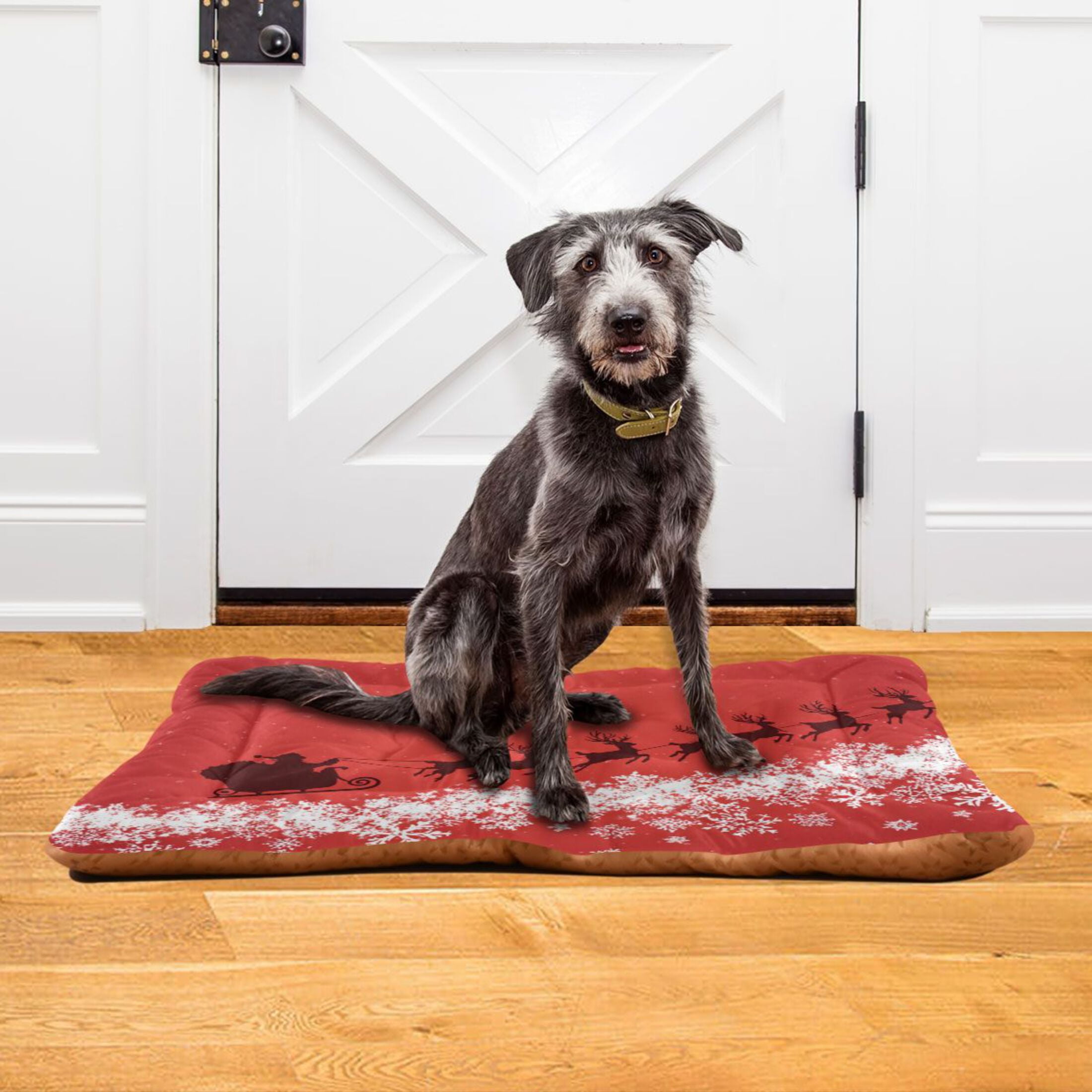 Cozy Mat Pet Bed Indoor Outdoor Warm Soft For Cat Dog Puppy(S/M) Santa Claus in His Sleigh