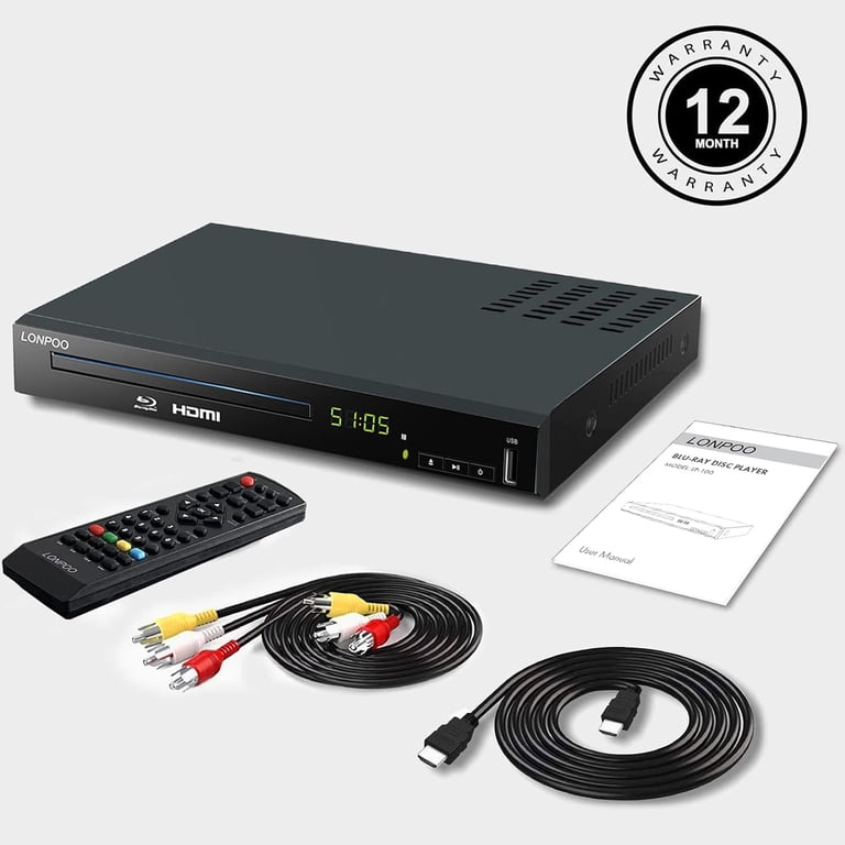 LONPOO, Blu-ray DVD Player, Full HD 1080p, HDMI Output - Walmart.com