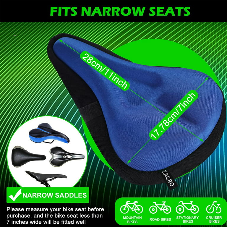 Elbourn Gel Bike Seat Cover - Soft Gel Bicycle Seat with Cross Straps of  The Bottom, with Water&Dust Resistant Cover (Blue)
