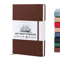 Beechmore Books A4 Sketchbook – 8.5x11" Premium Vegan Leather Bound Large Sketch Book Hardcover With 156 Thick 160gsm Perforated Ivory Pages, Blank Sketch Pad, Gift Boxed, Back Pocket Ribbon Bookmark