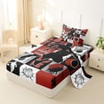 thumbnail image 2 of Castle Fairy Minimalist Basketball Collage Twin Sheets 3pcs, Sports Theme Splash Bedding, Red Black White,1 Fitted Sheet, 1 Flat Sheet and 1 Pillowcase, 2 of 6