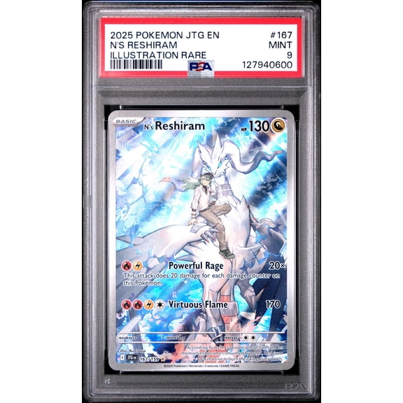 Graded 2025 Pokemon JTG EN Journey Together Illustration Rare N'S Reshiram PSA 9 #167 Trading Card