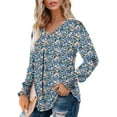 thumbnail image 3 of KISSMODA Women's Long Sleeve Comfy V-Neck Blouse & Tunic Tops, S-2XL, 3 of 4