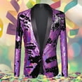 thumbnail image 2 of KHONTS Men's Sequins Velvet Shawl Lapels Stage Party Prom Wedding Dinner Suit Jacket Blazer Purple L, 2 of 9