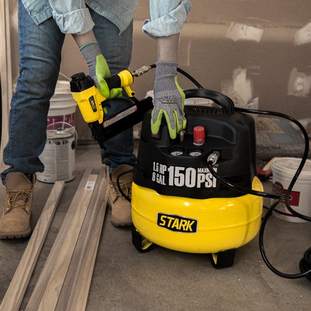 Stark 6 Gallon Pancake Air Compressor Combo Kit with 18 Ga Brad Nailer