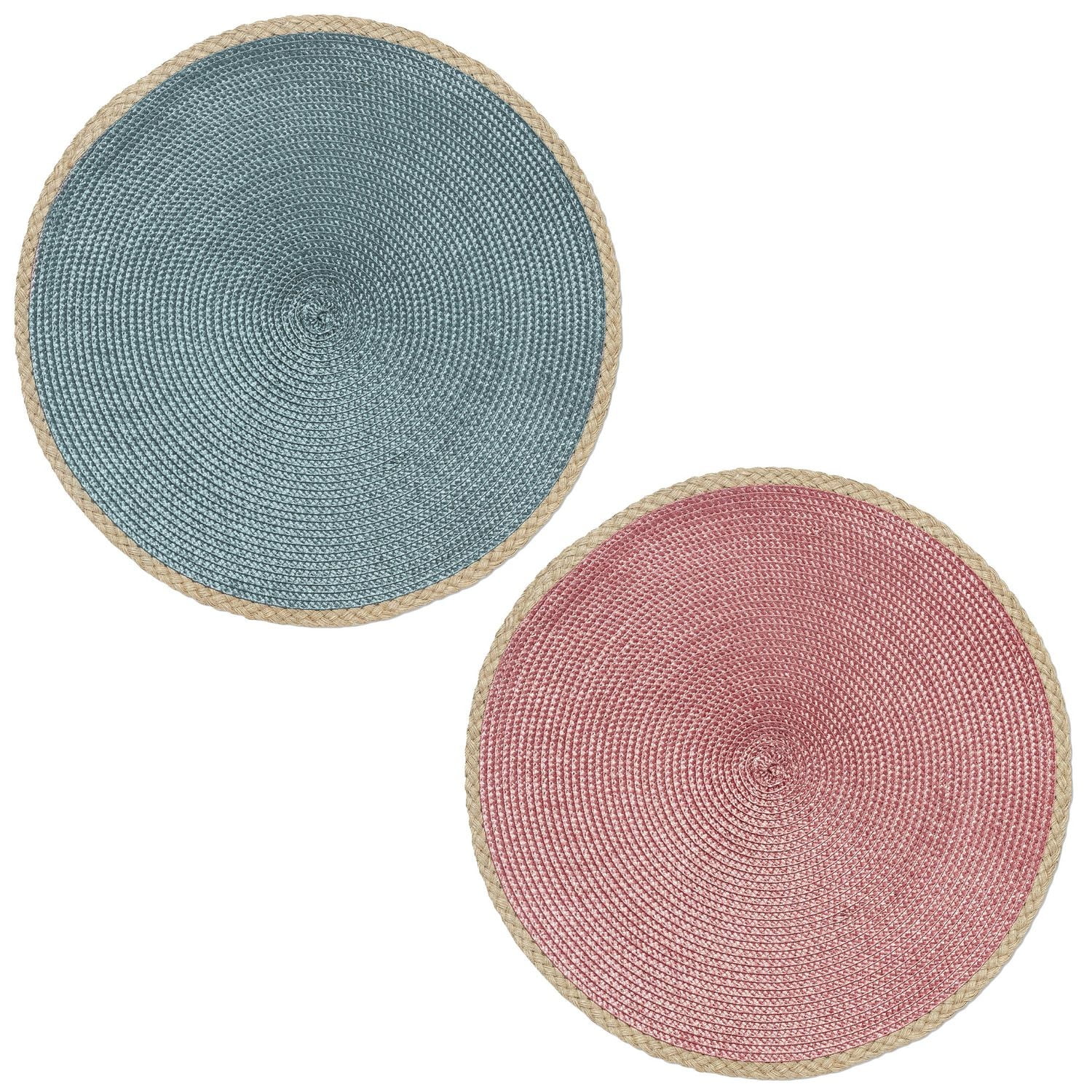 Napperon tissée Hometrends avec bord en jute, 15" de diamètre."
