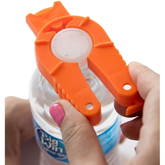 Foeses 2-Pack Multi Function Bottle Opener, for Weak Hands and Seniors with Arthritis ,Effort-Saving Bottle Cap Grip, Bottle Squeeze Lids and Plastic Grip ,Orange