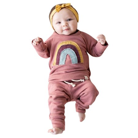 

Dadaria Toddler Sweatshirt 0-2Y Newborn Infant Baby Boy Girl Rainbowing Sweatshirt Tops Pants Outfits Set Pink 100 Toddler