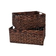 thumbnail image 2 of Rectangular Woven Water Hyacinth Basket,Dark Storage Basket With Inside Handle Shelves Kitchen Office Desk (Set of 2) C104, 2 of 3