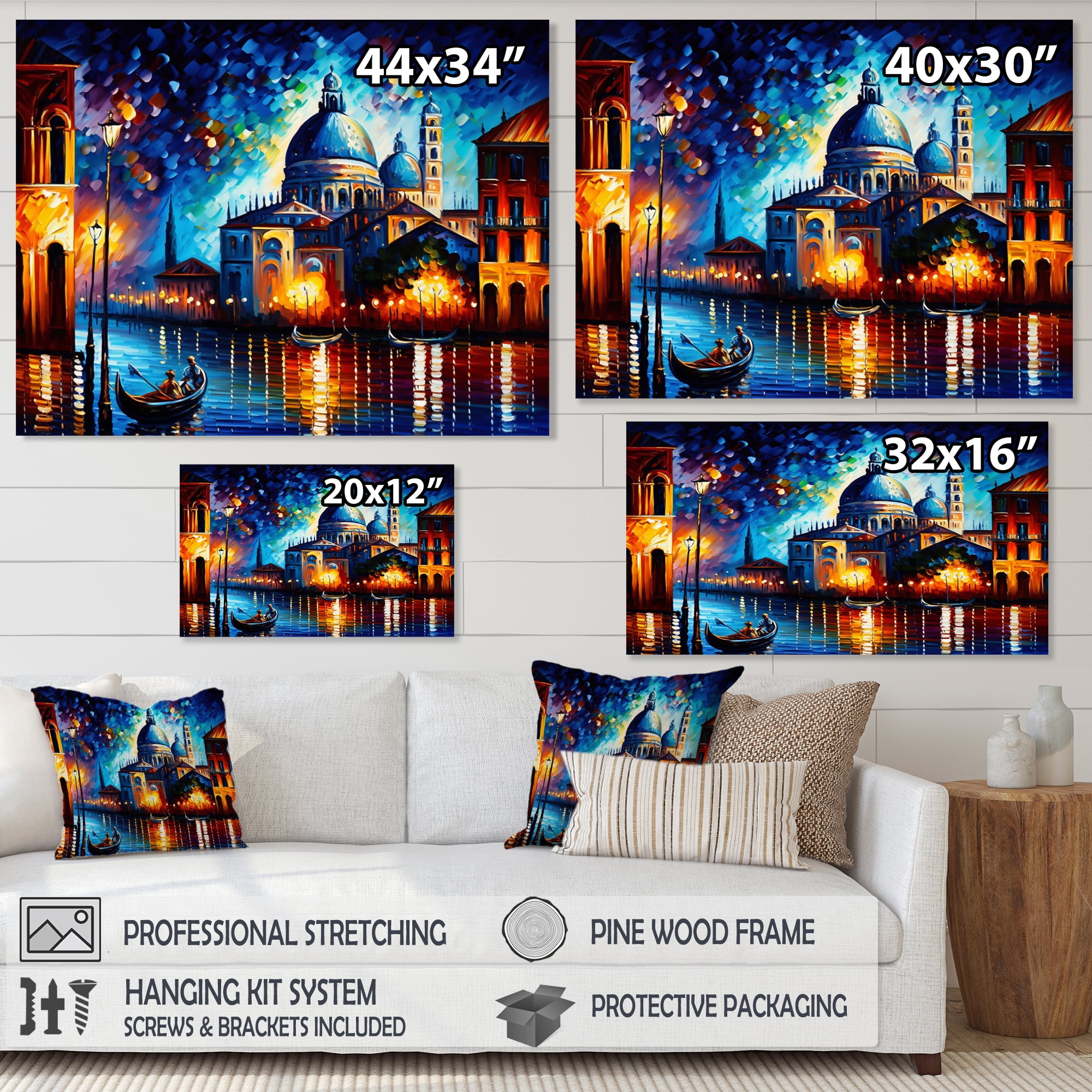 Designart Colorful Venice City Canvas Wall Art