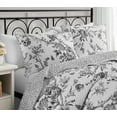 thumbnail image 3 of Chantilly Toile Floral Black 3-Piece All-Season Reversible Cotton Quilt Set -King, 3 of 6