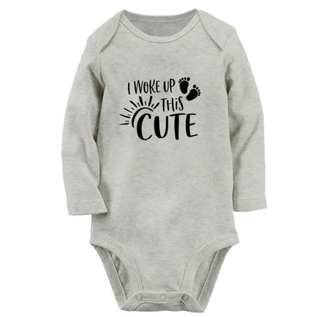 

I Woke Up This Cute Funny Rompers Newborn Baby Unisex Bodysuits Infant Jumpsuits Toddler 0-12 Months Kids Long Sleeves Oufits (Gray 0-6 Months)