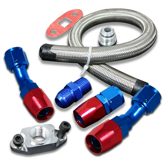 DNA Motoring ODL 17" 10 -AN Stainless Steel Braided Turbo Oil Return Drain Line Kit