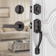 thumbnail image 2 of Front Door Lock Set, Oil Rubbed Bronze Front Door Handle and Deadbolt Set, Vintage Exterior Door Lock Set, Door Handle Exterior Reversible for Right&Left Door, 2 of 7