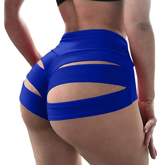Yanyanz Yogalicious Leggings for Women, Women's Fashion Tight High Waist Sports Three Point Hot Pants Hollow Women's Casual Pants Yoga Shorts Blue L