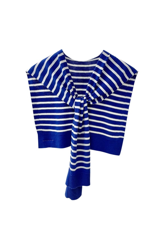Women's Sweater Shawl Wraps Knitted Knotted Shawls Stripe Scarf Cape Shoulder Tops Blouses Fashion Wrap Blue