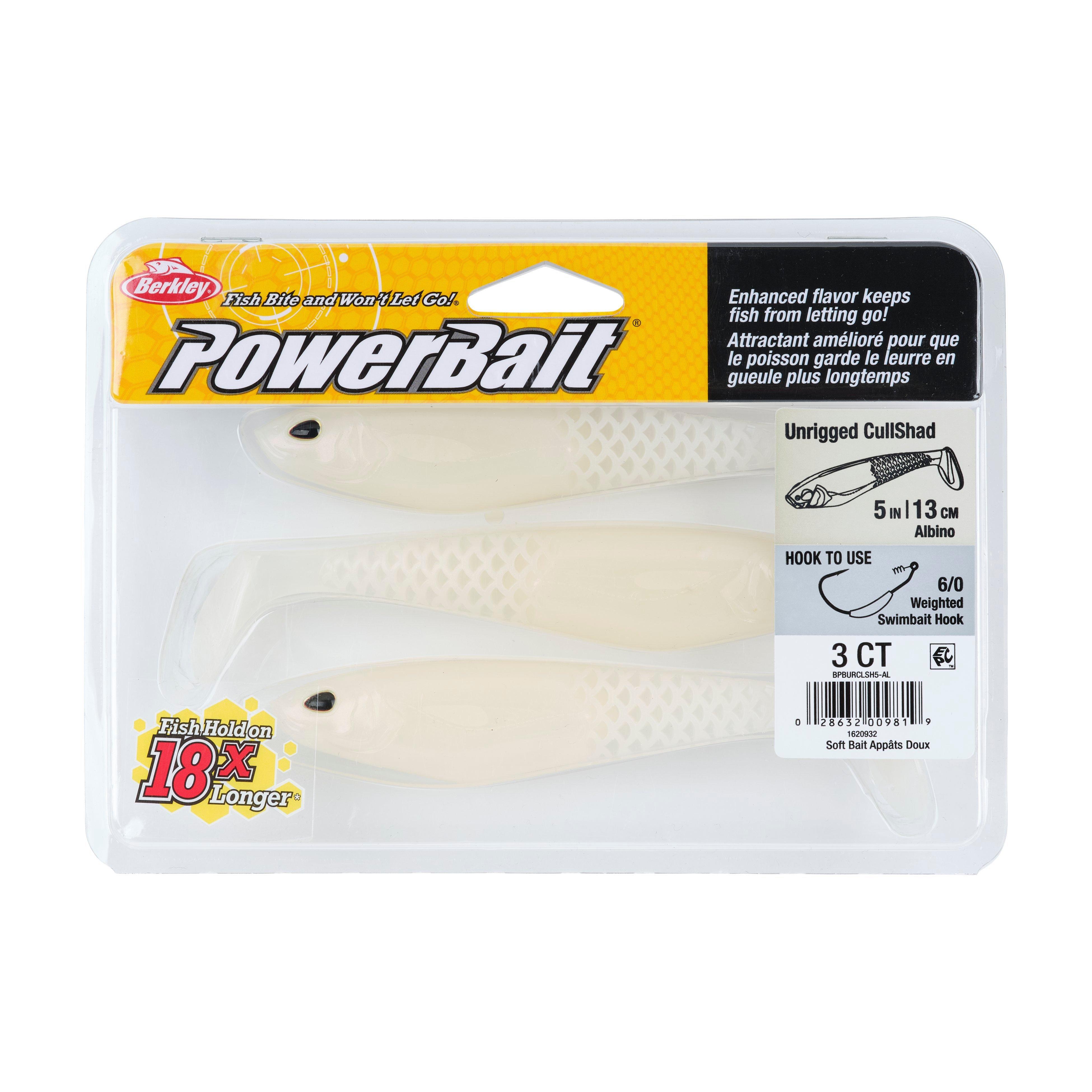 Berkley PowerBait® Unrigged CullShad, 5 in, Albino