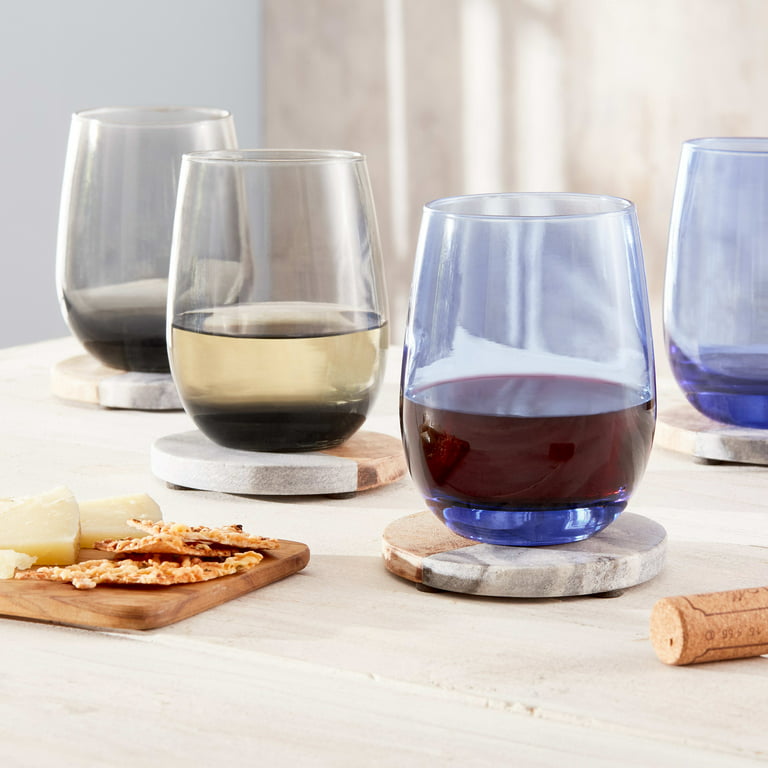 Joyjolt Hue Stemless Wine Glasses Colorful Choice Set of 6 5 Oz