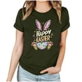 thumbnail image 3 of VBTAPA Easter Day Shirts Womens Bunny Eggs Printed T-Shirt Short Sleeve Crewneck Graphic Tee Tops Gifts for Teen Girls Army Green XXL, 3 of 6