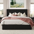 thumbnail image 2 of Allewie Queen Size Velvet Lift Up Storage Bed Frame, Vertical Channel Tufted Headboard, Hydrualic Underneath Storage, Upholstered Platform Bed, Wooden Slats Support, No Box Spring Needed, Black, 2 of 11