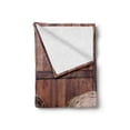 thumbnail image 2 of Barn Wood Wagon Wheel Soft Flannel Fleece Blanket, Rural Old Horse Stable Barn Interior Hay and Wood Planks Image Print, Cozy Plush for Indoor and Outdoor Use, 60" x 80", Brown Dust, by Ambesonne, 2 of 6