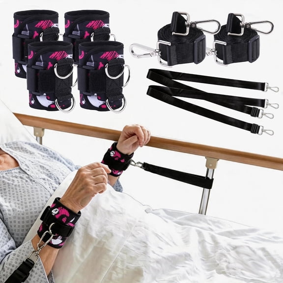 Patient Medical Restraint Straps for Bed for Wrists & Ankles | Adjustable Limb Holder, Heavy-Duty Safety Restraints for Hospital, Home and Elderly Care, Multicolor, 4Pcs