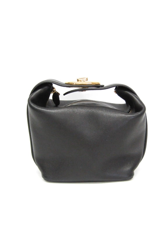 Pre-Owned Valentino Garavani V Logo The Bold Edition Mini Bag Women's Leather Handbag Black