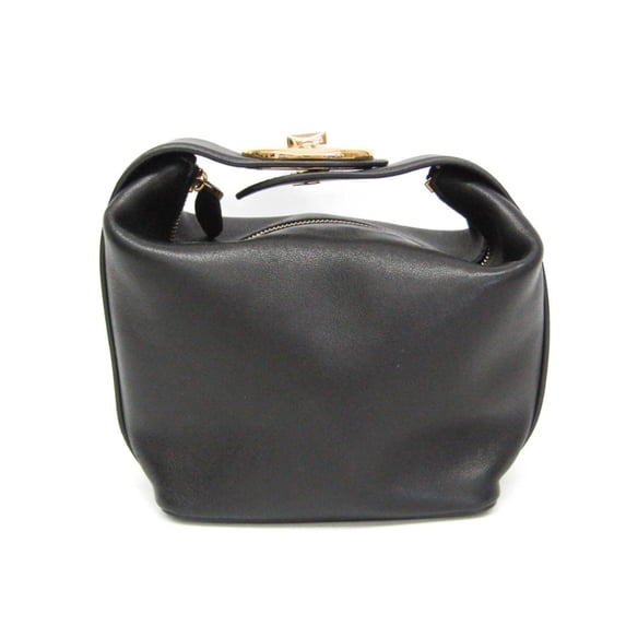 Pre-Owned Valentino Garavani V Logo The Bold Edition Mini Bag Women's Leather Handbag Black
